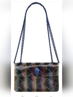 Kurt Geiger Blue Iridescent Chain-Strap Crossbody Bag Nwot Rare With Dustbag